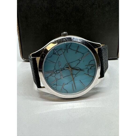 Michael Kors MK3503 Women Black Leather Strap Analog Turquoise Dial Watch JNA235 - Picture 5 of 11